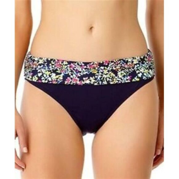 NWT Anne Cole m Floral Foldover Bikini Bottom Bikini Bottom Blue 87670 - Picture 1 of 3